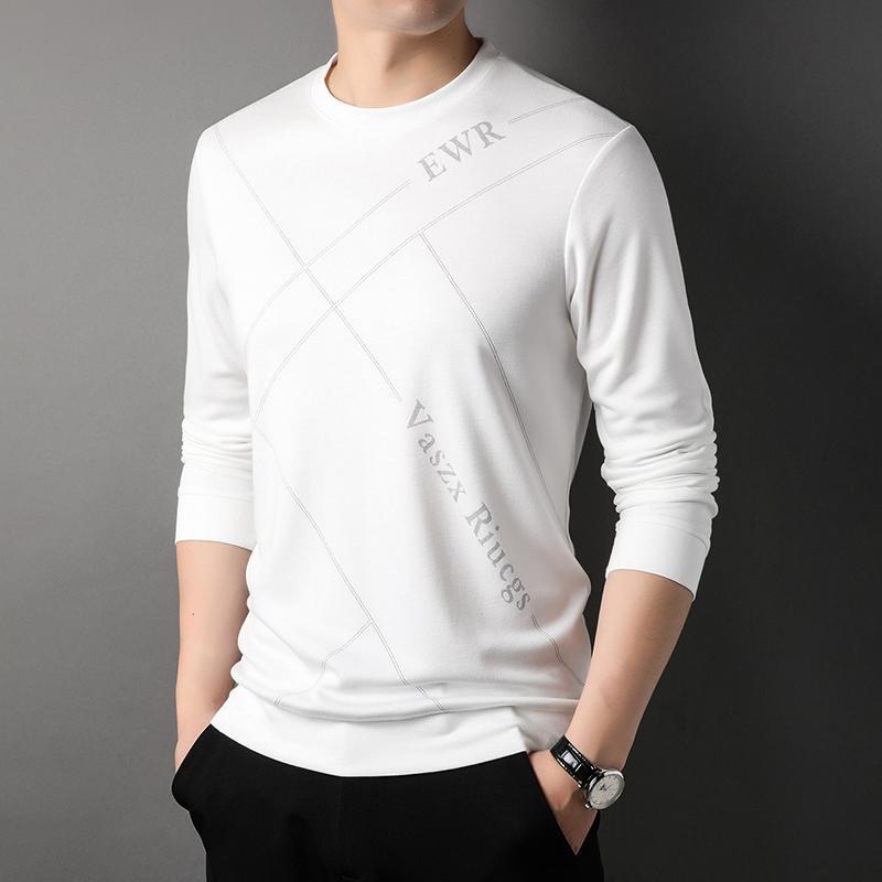 恒源祥品牌秋季新款长袖男士t恤圆领时尚休闲大码日常中青年体恤衣服