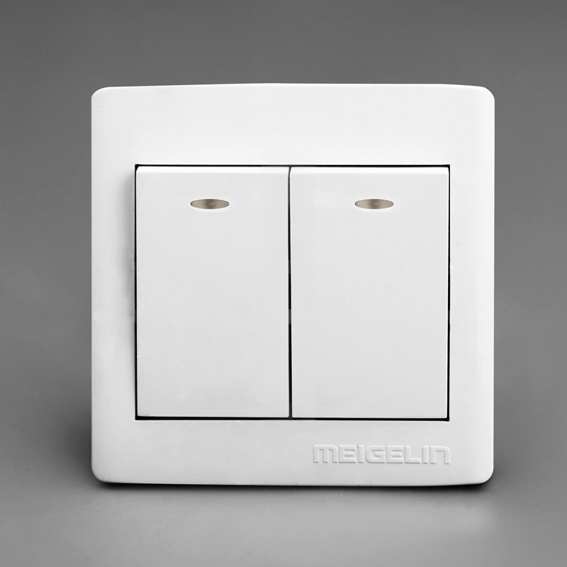 明装墙壁开关插座面板2开两开双开二开双控两位双联明线盒超薄