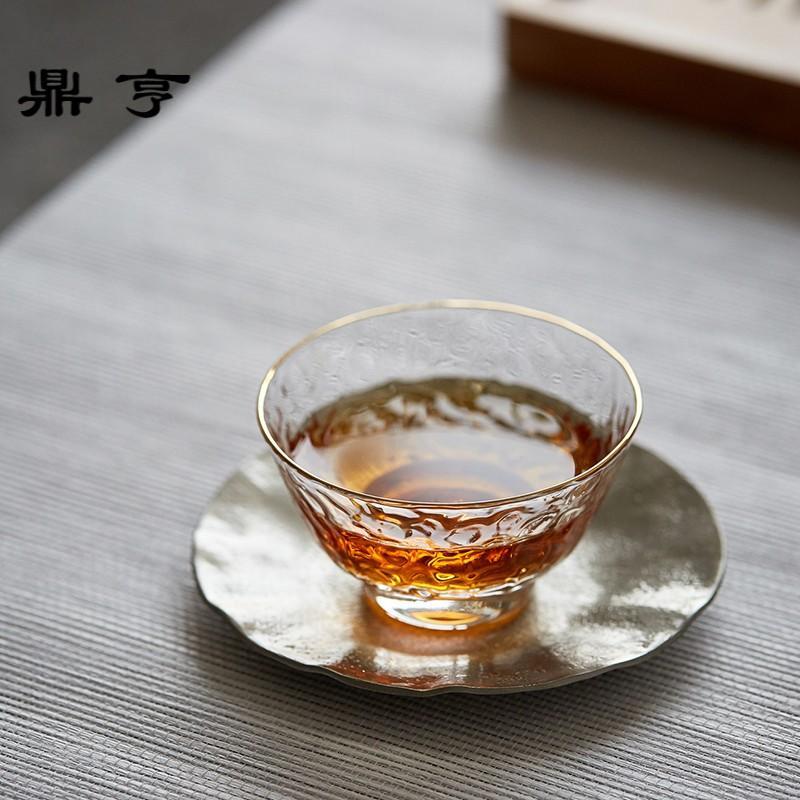 鼎亨日式锤纹品茗闻香杯耐高温玻璃茶杯手工茶具配件小杯子