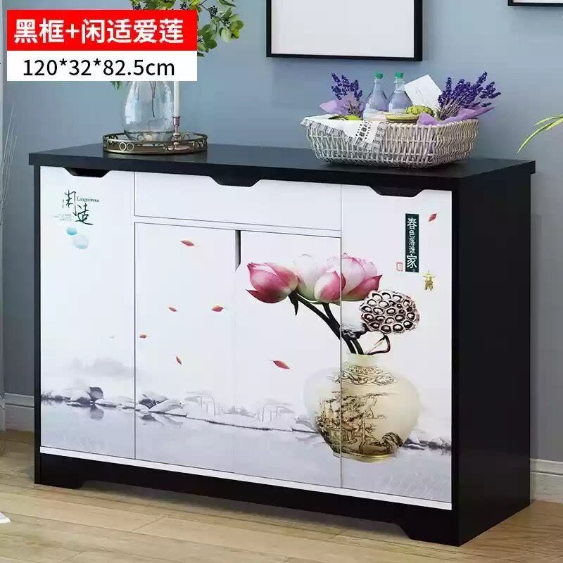 多功能仿实木鞋柜鞋架子简易厅柜口简易口鞋柜子木质玄关柜 120CM闲适爱莲(清仓)图片