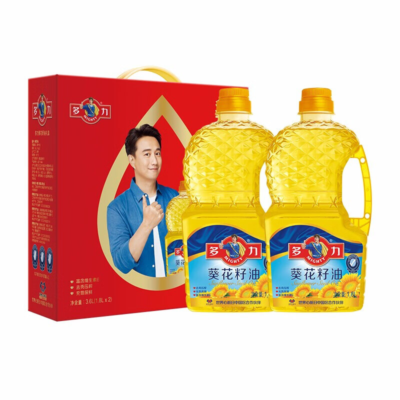 多力葵花籽油1.8L*2礼盒物理压榨充氮保鲜送礼年货礼盒食用油酥田推荐