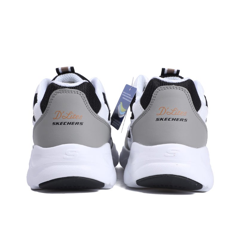 Skechers斯凯奇男士小白鞋运动鞋厚底拼色休闲鞋999090-BKGD