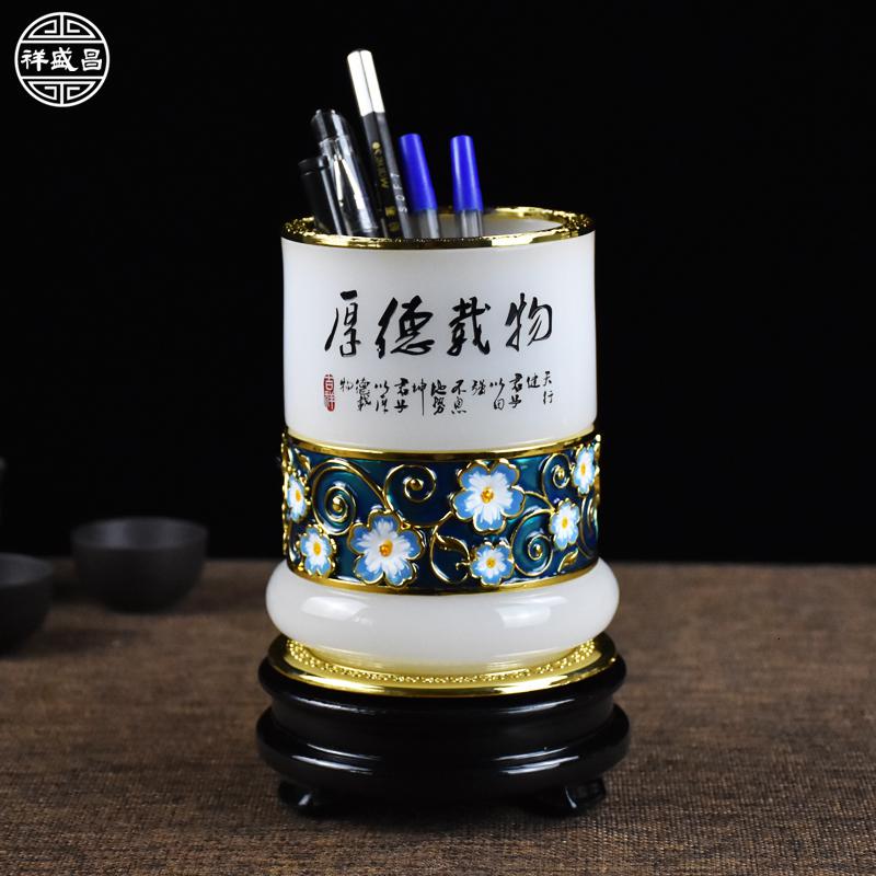 美帮汇琉璃笔筒创意实用老板桌精美商务礼品教师节送给老师的毕业高清大图
