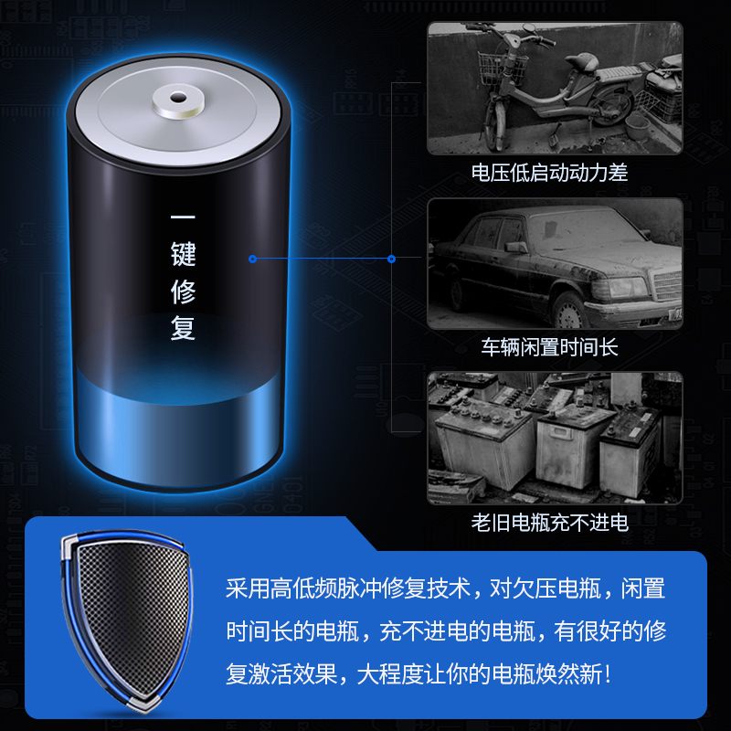 [补贴10%]汽车电瓶充电器12v摩托车通用型全智能自动修复蓄电池纯铜充电机高清大图
