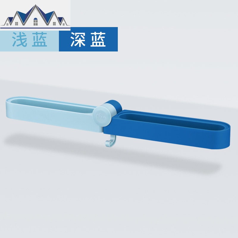 创意可折叠浴室拖鞋架壁挂免打孔厕所墙上沥水收纳卫生间置物架子_1_947 浅蓝+深蓝