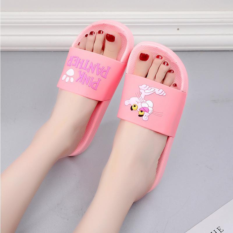 防滑情侣外穿可爱防滑洗澡凉拖鞋男夏豹子凉拖粉色偏小一码3637标准码