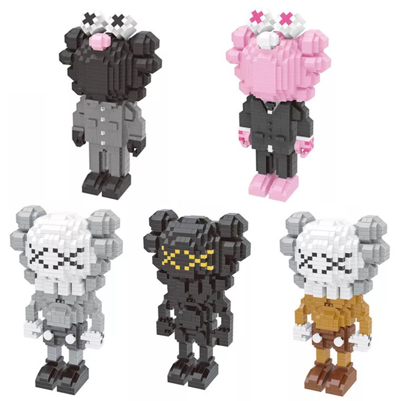 钻石微型小颗粒拼装积木成人潮牌玩具芝麻街kaws x kwas兼容乐高 KAWS粉色钥匙扣高清大图