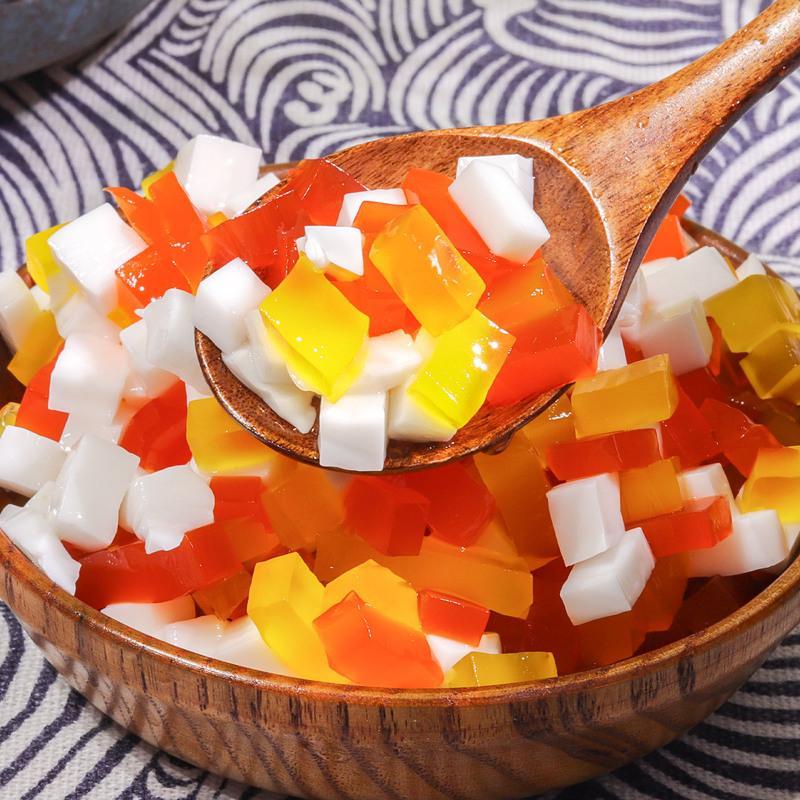 航帆综合蒟蒻三色水晶果奶茶店专用刨冰粥配料奶茶原料彩色椰果粒 航