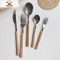 日韩ins仿木柄不锈钢刀叉勺餐具套装甜品叉雪糕勺意粉西餐叉餐勺 敬平 主餐刀 仿木手柄