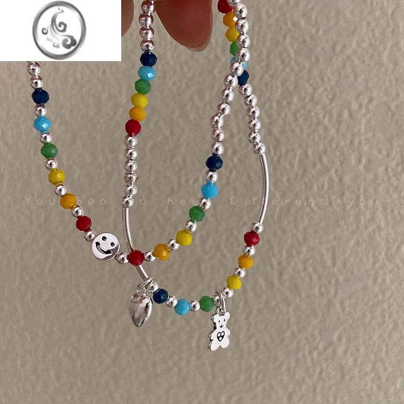 JiMi多巴胺彩色小熊串珠手链女2023年新款小众设计感学生闺蜜手饰手串图片