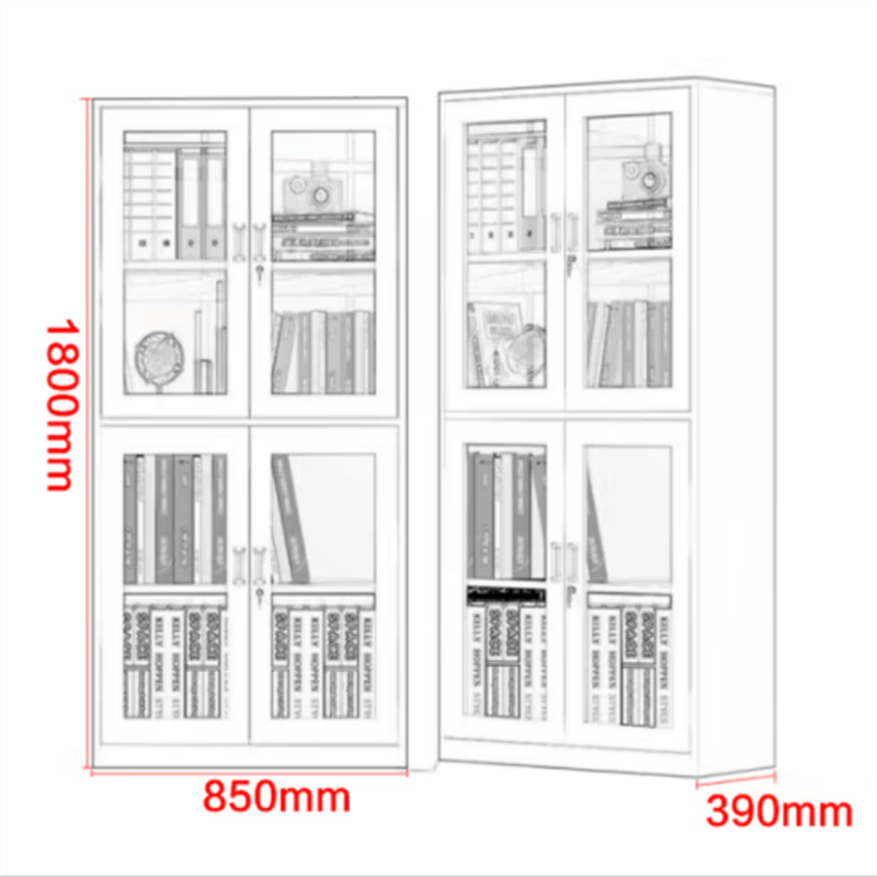 沃盛 办公文件柜 铁皮柜资料柜储物柜上下玻璃器械柜加厚款1800*850*390图片