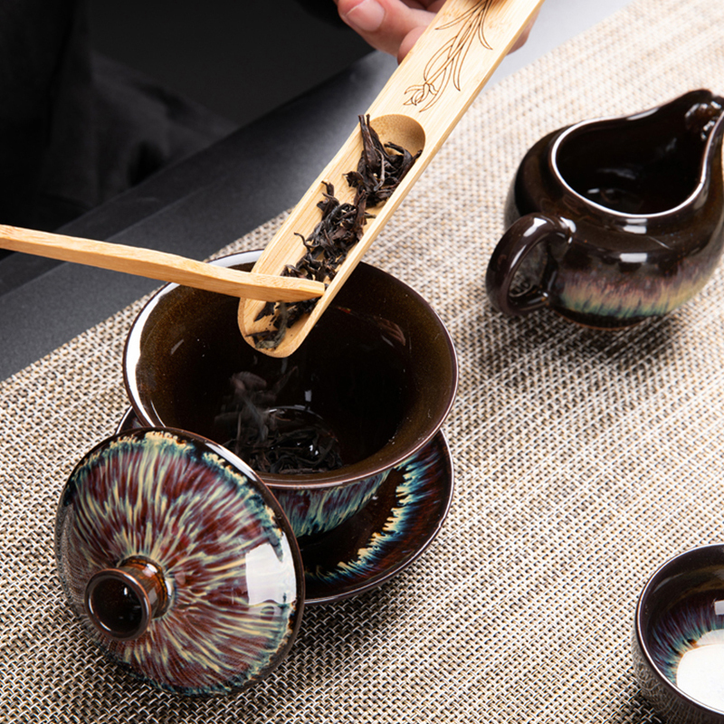 yunhan 韵涵 窑变沙金釉茶具套装 整套沏茶壶