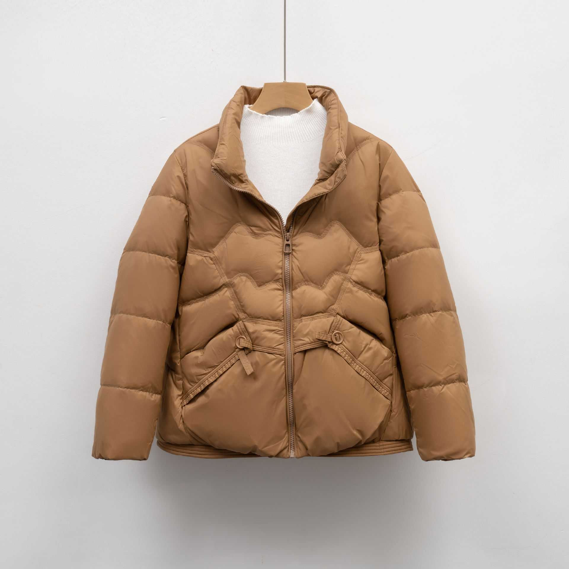 90绒纯色羽绒服女短款鸭绒小个子新款时尚女装上衣外套潮 卡其色 XL
