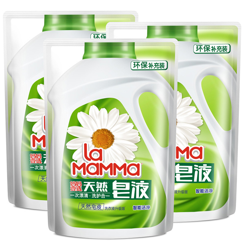 妈妈壹选天然皂液(智能洁净洗衣液)三袋装机洗500g*3 威露士出品