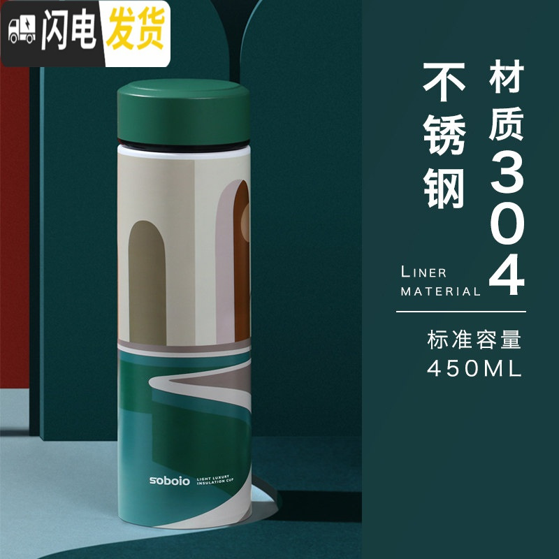 三维工匠保温杯女学生男简约个性ins创意316不锈钢迷你水杯子茶杯便携 向往的塞浦路斯-450-304不锈钢高清大图