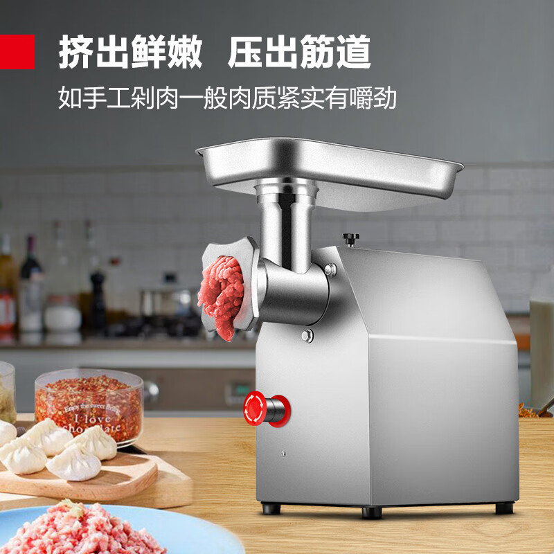 德玛仕(DEMASHI)商用绞肉机 切肉机家用 电动不锈钢搅拌机 YF-JR13[工程升级款]高清大图