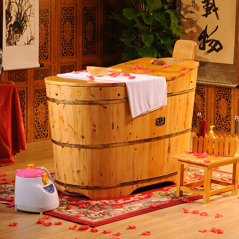香柏木熏蒸泡澡木桶药浴木桶蒸汽桑拿泡澡桶带盖波迷娜bomina