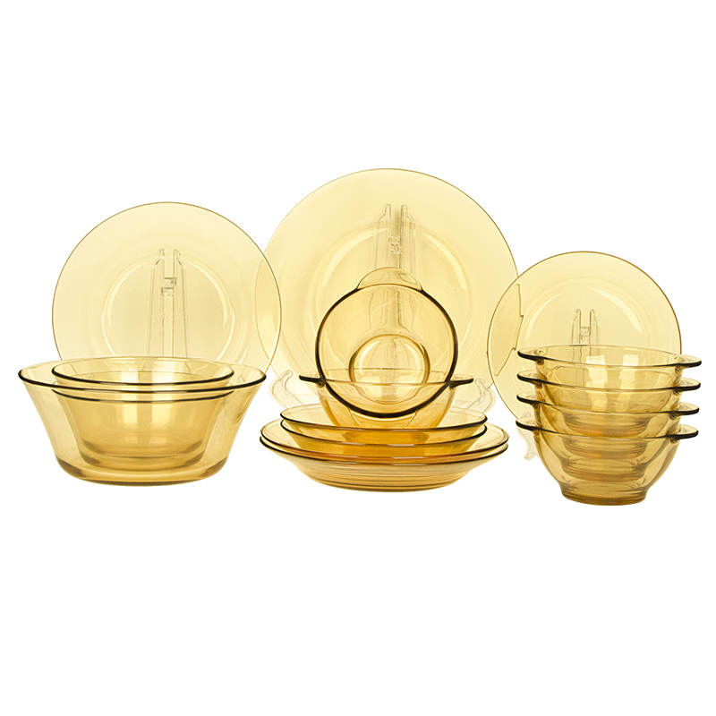 康宁pyrex 玻璃餐具16a件组(2个大汤盘+4个小汤盘+6个带耳碗+1个大色拉碗+2个小色拉碗+1个大盘)高清大图