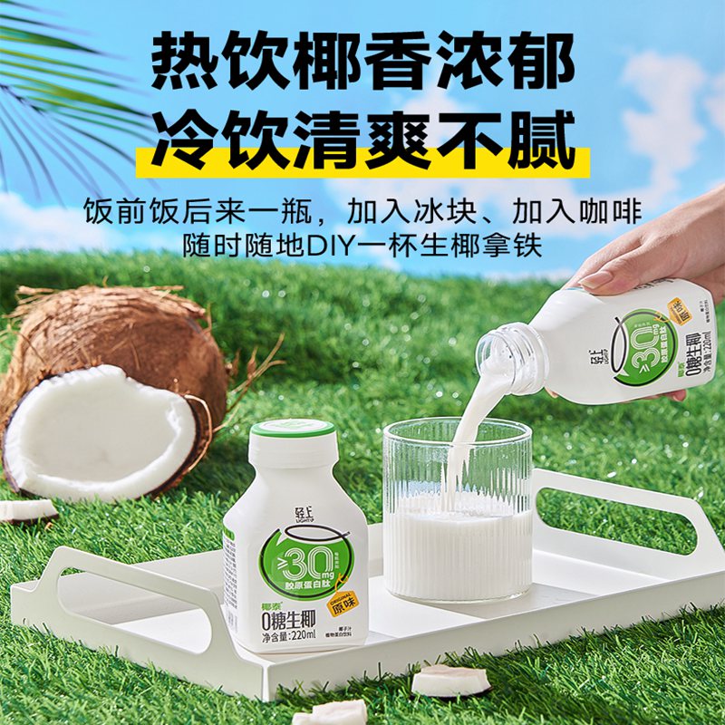 轻上椰汁椰子汁饮品0糖生椰220ml*10瓶整箱植椰奶高清大图