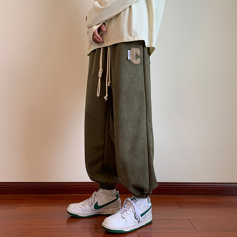 潮牌ins休闲裤男士春秋季2022新款黑色潮宽松卫裤百搭束脚运动裤子