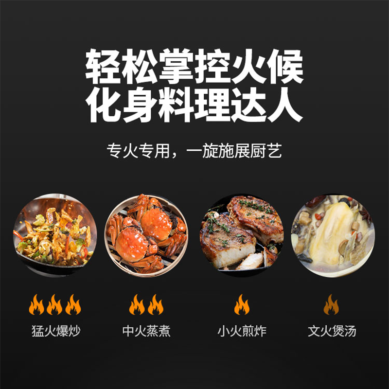 天然气-雅乐思燃气灶XS2069B 一级能效 九头猛火灶 5.2KW飞机炉头 超猛火力 火盖直径140mm-不含安装