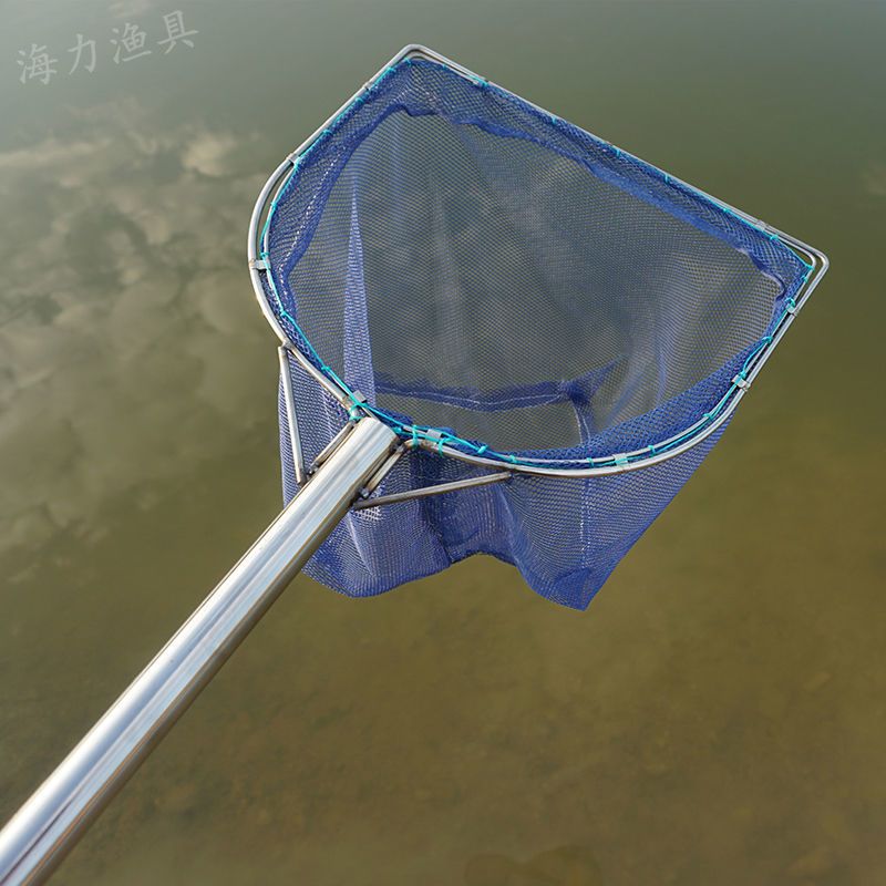 不锈钢抄网全套捕鱼捞鱼抄鱼网钓鱼网兜捞网鱼网鱼护小抄网二合一 柄长30cm 木把 特密网眼