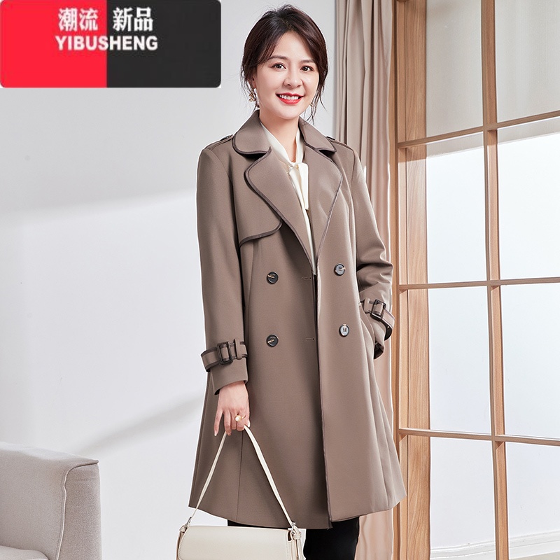YIBUSHENG中年妈妈秋装外套中长款洋气上衣2023新款季中老年女春秋风气 L推荐尺码参考详情页 19912卡其色