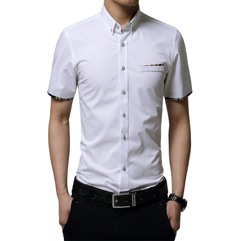 帝创者dichuangzhe夏季白衬衫男士衬衫短袖商务休闲黑衬衫青年韩版