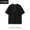 HLCOMAN美式小众cleanfit半拉链短袖T恤男潮牌简约宽松百搭体恤