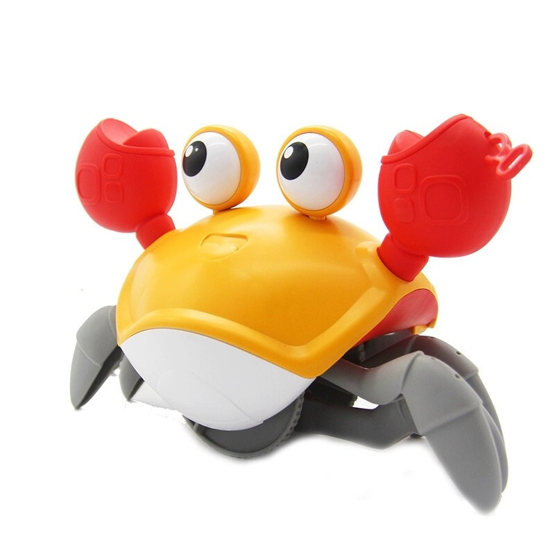 游泳戏水玩沙会走路的水陆两栖发条螃蟹玩具水陆两用网红大螃蟹塔利橙
