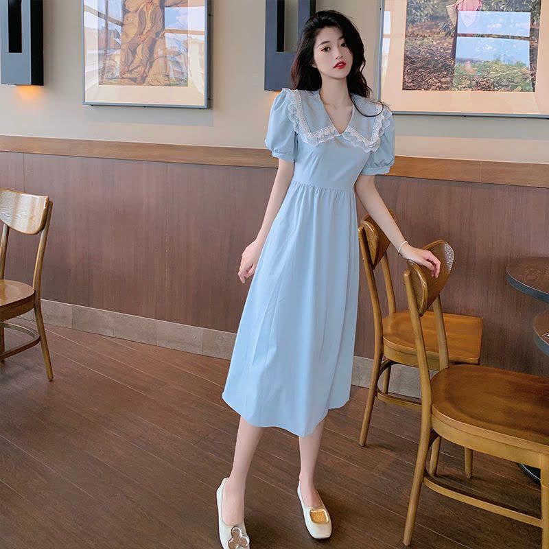 美动态大码女装法式娃娃领2022夏季新款连衣裙胖mm藏肉显瘦裙子图片