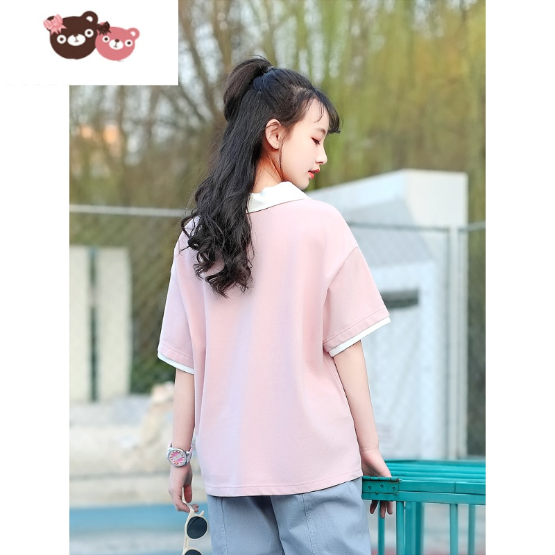 绿彩虹光女童夏装短袖t恤中大童韩版宽松休闲上衣1215岁小女孩13童装