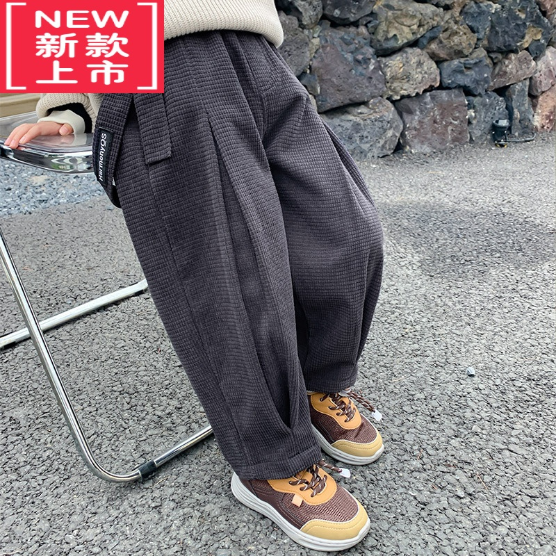 可莉允男童裤子秋冬儿童加绒裤2022新款保暖裤冬装加厚一体绒裤炸街冬季