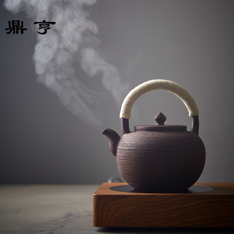 鼎亨粗陶泥煮茶壶大号炭火煮茶器日式功夫茶具电陶炉烧水提梁壶套