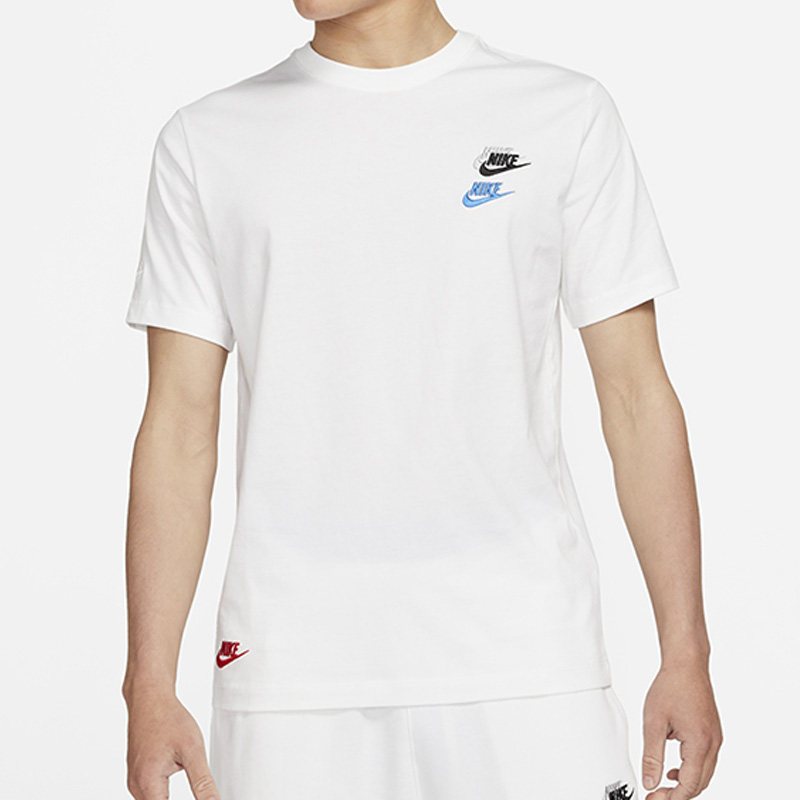 nike耐克男装2021夏新款彩色刺绣三钩短袖休闲运动t恤上衣dj1569100