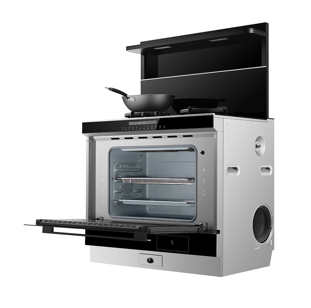 火星人(marssenger)集成灶JJZY-F73BC01R钢化玻璃台面排油烟机燃气灶蒸烤一体灶 右排烟 液化气高清大图