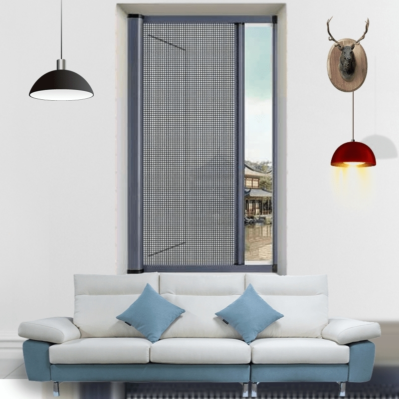 古达隐形纱窗卫生间磁性推拉窗铝合金伸缩纱门防风拉链卷筒式防蚊沙窗