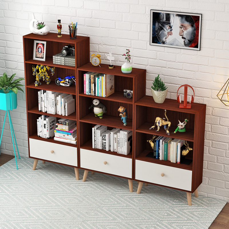 鑫环境 落地书架木制组合书架简约客厅收纳架书柜卧室简易桌上面置物架学习书架书籍置物架省空间高清大图