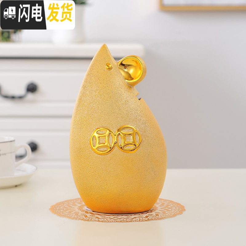 三维工匠金鼠存钱罐可爱储蓄罐家居摆件十二生肖鼠创意2020鼠年吉祥物 福字金鼠06高清大图