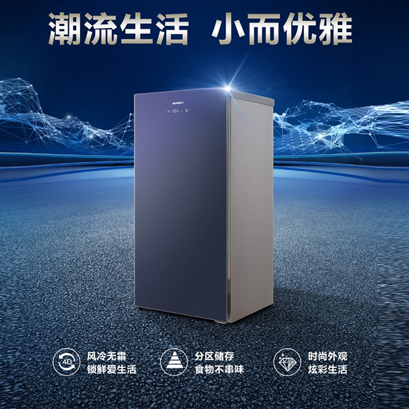 澳柯玛风冷无霜立式冷冻柜BD-136WH晶韵蓝高清大图