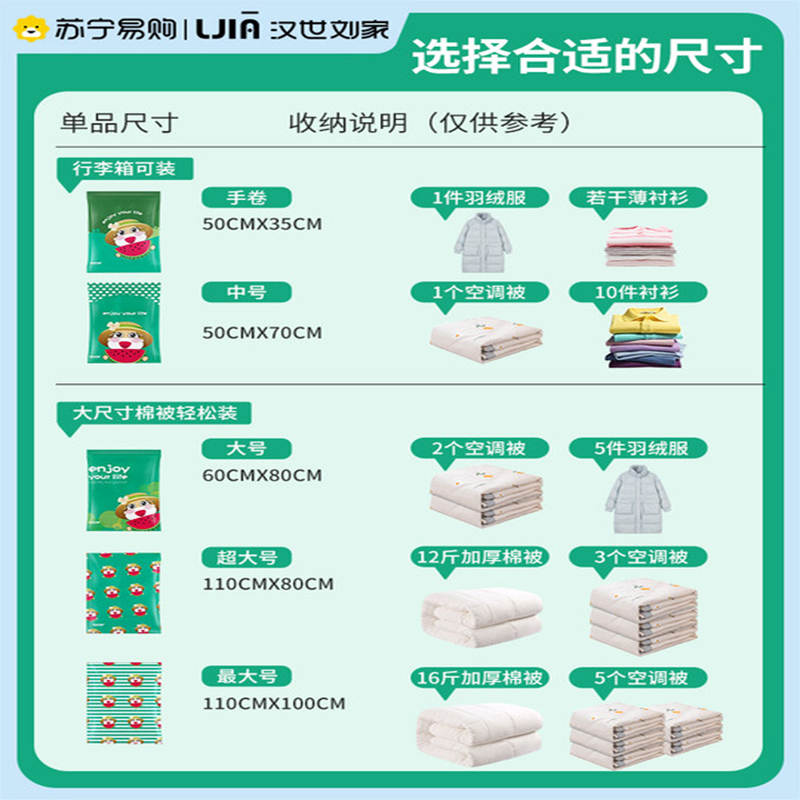 汉世刘家卡通牛真空压缩袋收纳被子衣服3家庭加大Pro+3家庭加大plus+3加大+手电泵先吸后抽