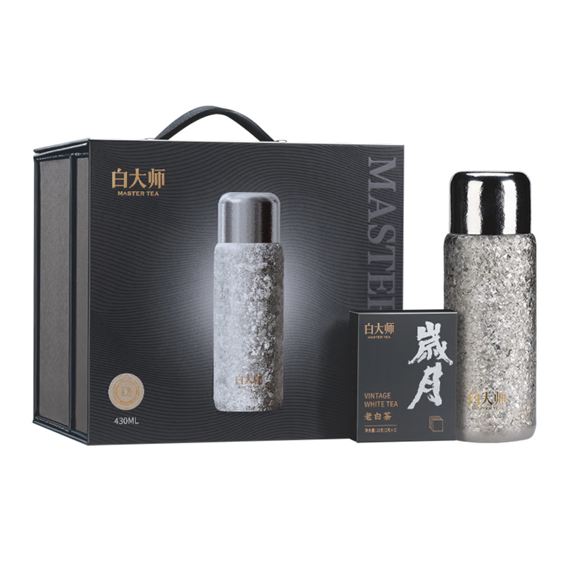 白大师福鼎白茶100g一级寿眉雪花银B款带钛杯礼盒bds095