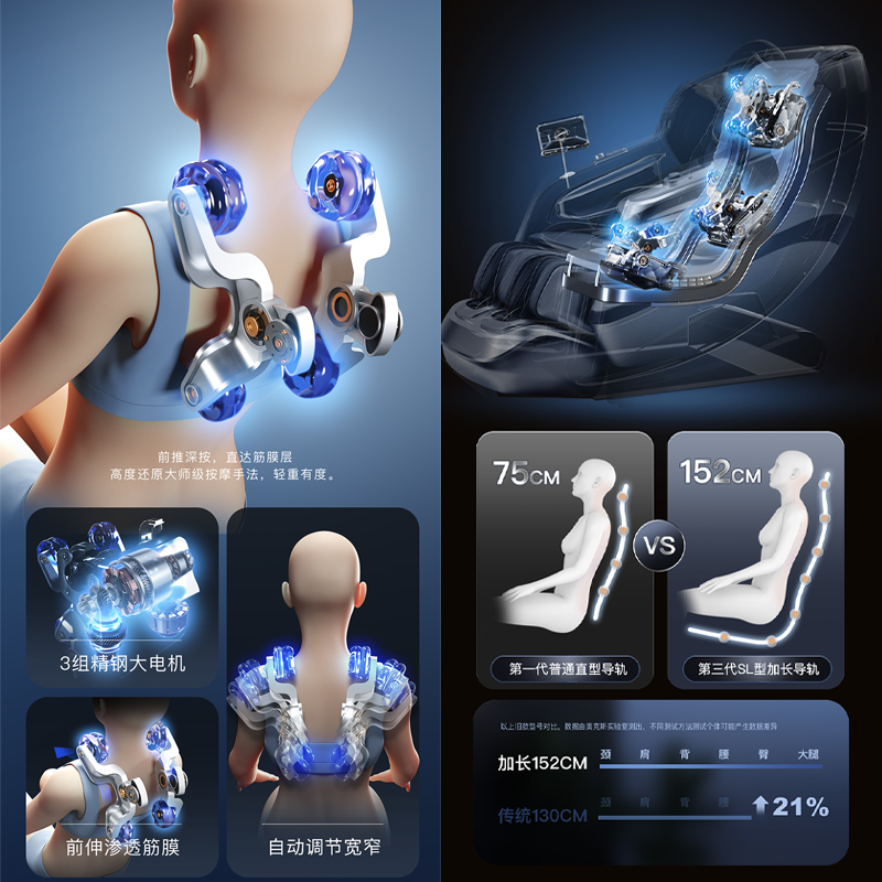 奥克斯(AUX)按摩椅家用机械手新款双SL导轨全身按摩椅子全自动多功能小型沙发豪华太空舱AYA-22A-921高清大图