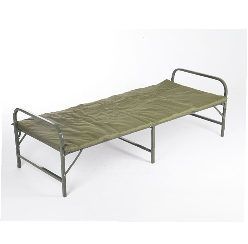 军用两折床钢塑行军床军绿色便携式午睡床吹塑单人床多功能床迷彩军用