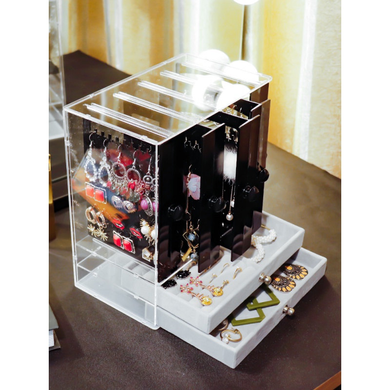 家柏饰(CORATED)亚克力耳环收纳盒首饰盒耳夹耳钉项链手链展示架挂整理盒七夕高清大图