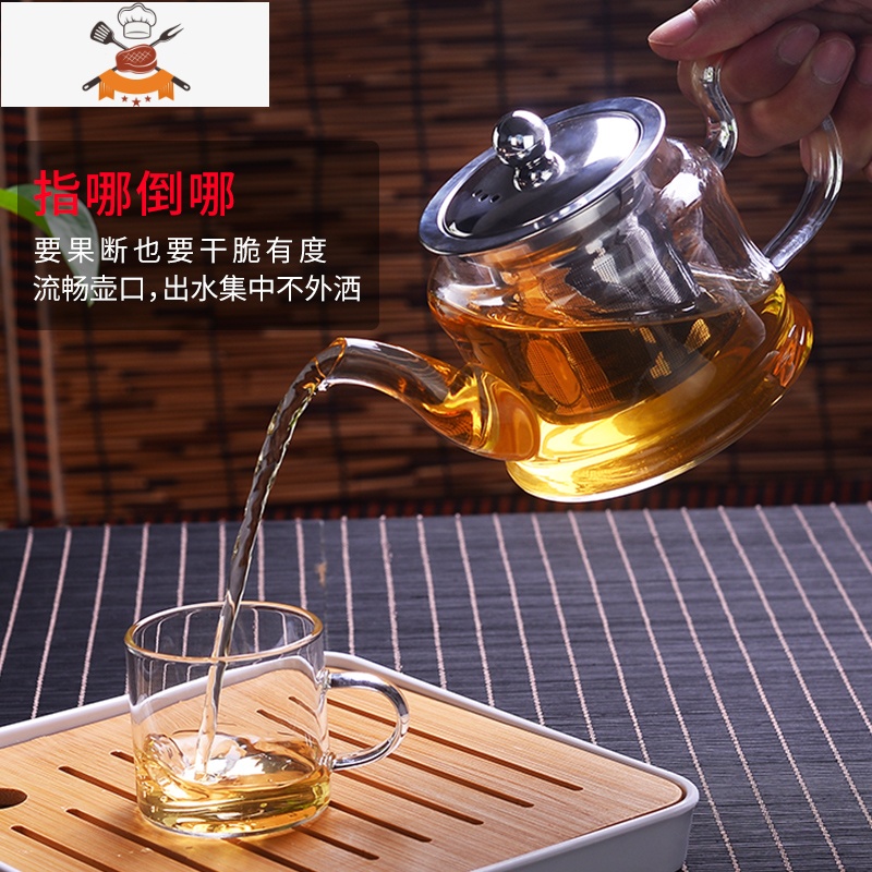 煮茶器玻璃泡茶壶小型蒸汽加热电陶炉家用普洱茶具套装泡茶器茶壶 圆肚蒸茶壶700ML+电热炉 敬平高清大图