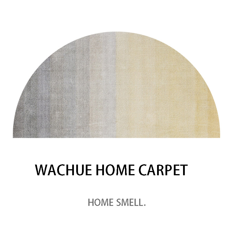 家柏饰(CORATED)半圆形地毯北欧入户厅地垫素色简约客厅卧室床边地毯扇形地毯垫 分割黄 50X100CM