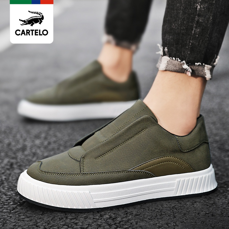 鳄鱼cartelo新款一脚蹬鞋子男休闲鞋男士潮流板鞋百搭懒人鞋男鞋