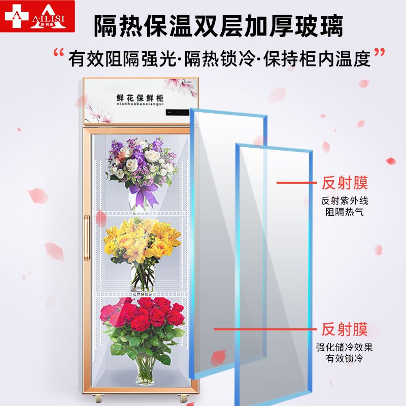 埃利斯(AILISI)鲜花保鲜柜XC-450SL风冷保鲜柜风冷商用展示柜冷藏柜鲜花植物柜花店立式陈列柜高清大图