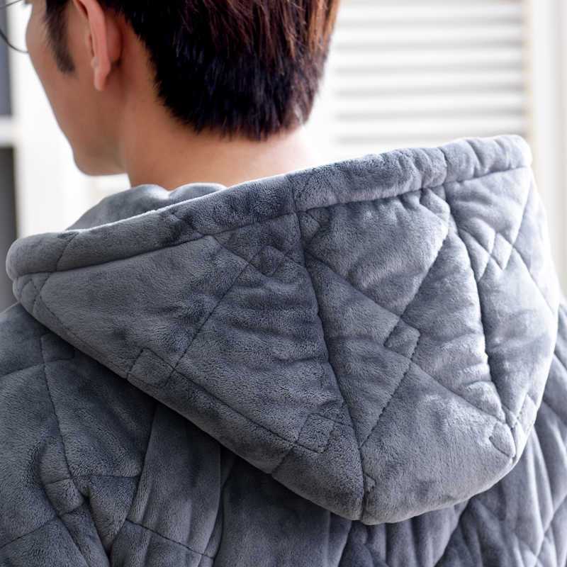 运动套装家居服冬季保暖加绒加厚夹棉冬天法兰绒珊瑚男士秋冬睡衣童6710灰色